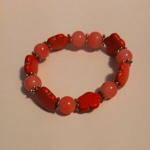 Pink and Red Beaded Bracelet